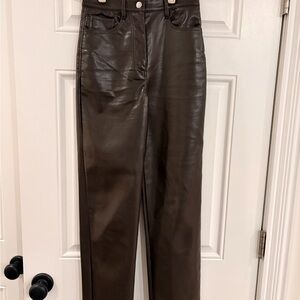 Wilfred Dark Brown Straight Leg Leather Jeans